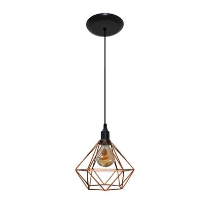 Imagem de 03 Lustres Luminaria Pendente Aramado Diamante Retrô Ideal para lâmpadas de Filamento