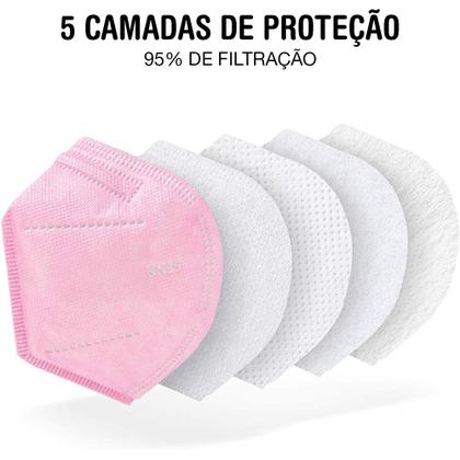 Imagem de 03 Máscaras KN95 Descartáveis Rosa WWDoll com Filtro Clipe p