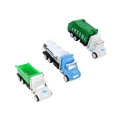 Imagem de 03 miniaturas caminhões lixo com fricção caminhão de entulho