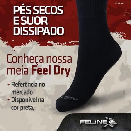Imagem de 03 Pares Meia Tática Feline Feel Dry Preta pra Coturnos e Botas