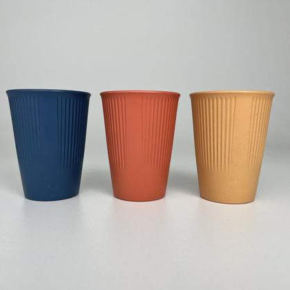 Imagem de 03 Unidades Copos de Bambu 300ml Cores Sortidas Stripes Lyor