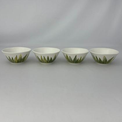 Imagem de 04 Bowl Tigela Cumbuca Cerâmica Folhagem Tropical Pequena