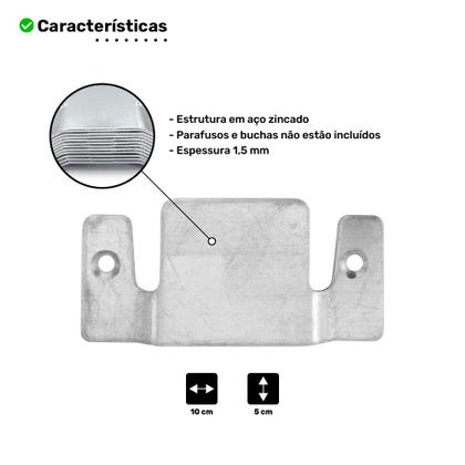 Imagem de 04 Pares Conector de Encaixe para Móveis Compátivel Sofá Cabeceira Painel Galvanizado - Desk Design