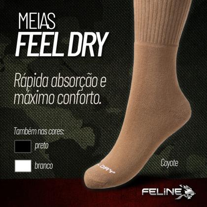 Imagem de 04 Pares Meia Feline Feel Dry Coyote p/ Coturnos E Botas
