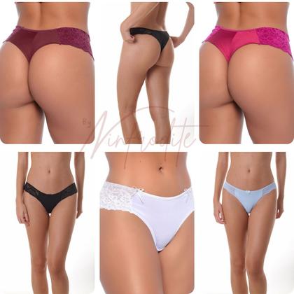 Imagem de 05 Calcinhas Fio Dental Duplo Rendado Super Luxo Lindas