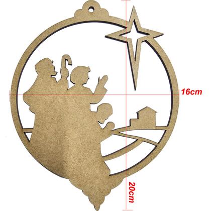 Imagem de 05 Enfeites Natal 3 Reis Magos Estrela Guia 16x20cm Pendurar