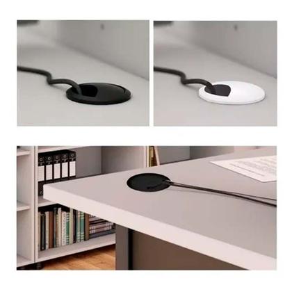 Imagem de 05 Passa Fio Cabo Mesa Computador  60mm Redondo 