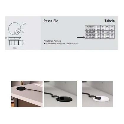 Imagem de 05 Passa Fio Cabo Mesa Computador  60mm Redondo 