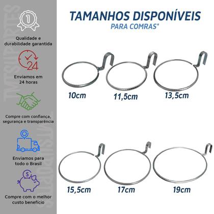 Imagem de 05 Suporte Argola Arco Anel 17cm Para Pallet Treliça Sem Vaso Jardim Suspenso