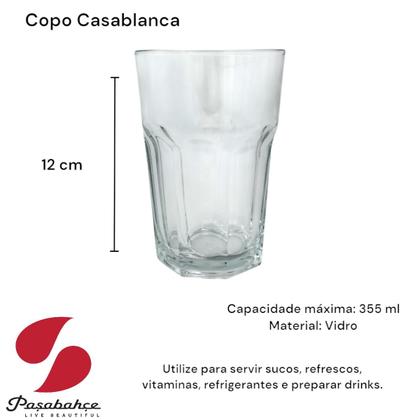 Imagem de 06 Copos Decorado Vidro 355ml Long Drink Suco Água Pasabahçe