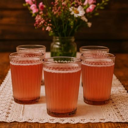 Imagem de 06 Copos Decorados Bebidas Marsala Roxa Vidro Canelado 370ml