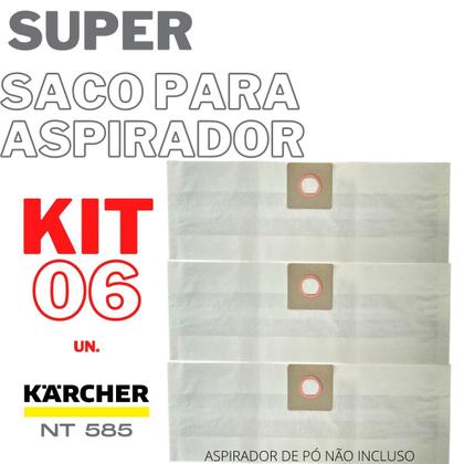 Imagem de 06 Sacos P/Aspirador De Pó Karcher NT585 Refil Descartável