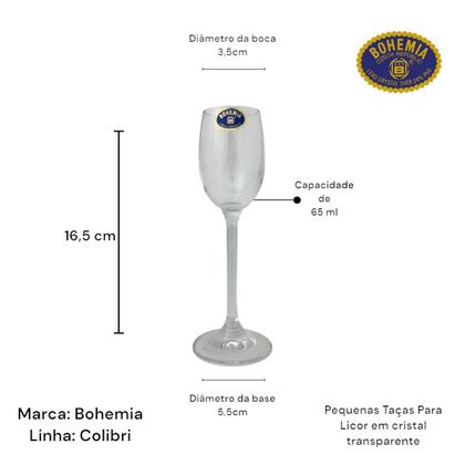 Imagem de 06 Taças 65ml Licor Bar Degustação Cristal Bohemia Colibri