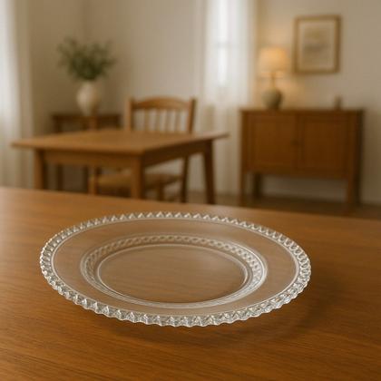 Imagem de 08 Pratos Rasos de Refeição Borda Cristal Diamante 27cm Mesa