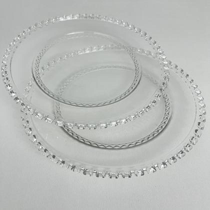 Imagem de 08 Pratos Rasos de Refeição Borda Cristal Diamante 27cm Mesa