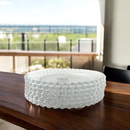 Imagem de 08 Pratos Sobremesa Vidro Borda de Diamante 19cm Mesa Posta
