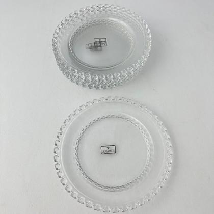 Imagem de 08 Pratos Sobremesa Vidro Borda de Diamante 19cm Mesa Posta
