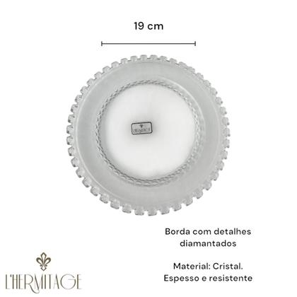 Imagem de 08 Pratos Sobremesa Vidro Borda de Diamante 19cm Mesa Posta