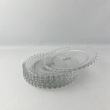 Imagem de 08 Pratos Sobremesa Vidro Borda de Diamante 19cm Mesa Posta