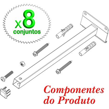 Imagem de 08 SUPORTES REFLETOR BASE INCLINADA BRAÇO 60 cm 08 CJ