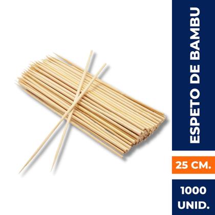 Imagem de 1.000 Espeto Vareta De Espetinho Churrasco Bambu 25 Cm