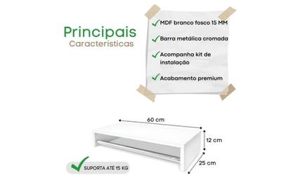 Imagem de 1 Arara de Roupas Cabideiro de Parede com Tubo Alumínio MDF