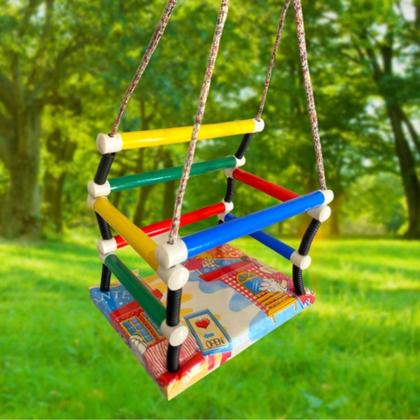 Imagem de 1 Balanço Infantil Acento Em Madeira Reforçado Kids Diversão