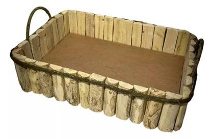 Imagem de 1 Bandeja Retangular De Madeira Para Café Rústico Decoração