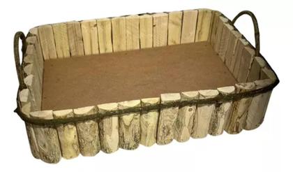 Imagem de 1 Bandeja Retangular De Madeira Para Café Rústico Decoração