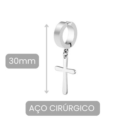 Imagem de 1 Brinco pressão argola aço cirurgico masculina cruz unidade