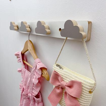 Imagem de 1 Cabideiro parede infantil pendurador roupas cabide nuvem