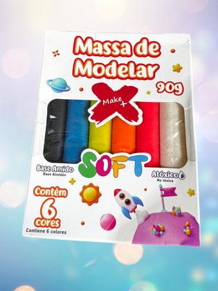 Imagem de 1 Caixa de Massa De Modelar 6 cores 90 gr colorida infantil