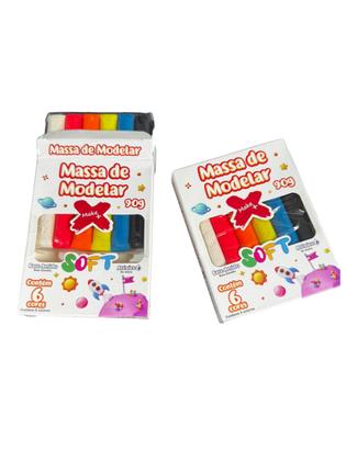 Imagem de 1 Caixa de Massa De Modelar 6 cores 90 gr colorida infantil