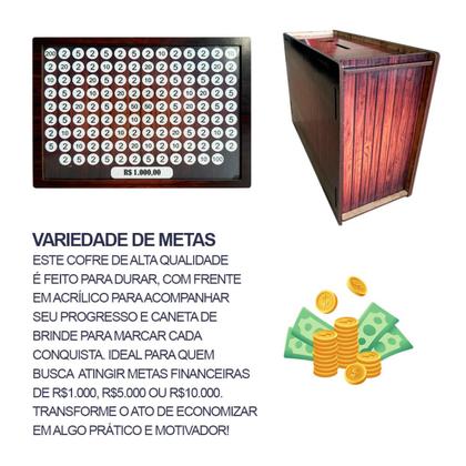 Imagem de 1 Caixa Guardar Dinheiro Woodbox Criativo Decorativo Método Japonês Prático e Fácil Para Fazer 5 Mil Reais - Cofre Madeira, Cofrinho.