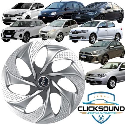 Imagem de 1 Calota Esportiva Modelo Evolution Aro 14 Polegadas Prata com Grafite Universal Elitte