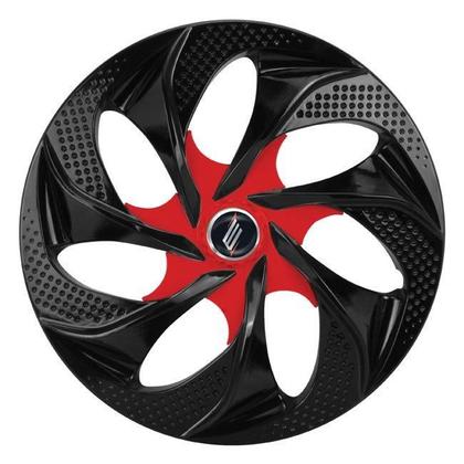 Imagem de 1 Calota Esportiva Modelo Evolution Aro 14 Polegadas Preto com Vermelho Universal Elitte