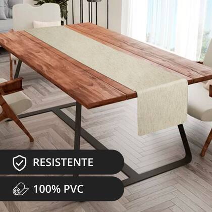 Imagem de 1 Caminho Trilho Mesa Impermeável PVC Juta Areia 42x140