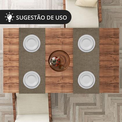 Imagem de 1 Caminho Trilho Mesa Impermeável PVC Nápoli Avelã 42x140