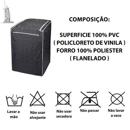 Imagem de 1 Capa De Máquina Lavar Impermeável (14 A 18kg) E 1 de Tanquinho - C/ Zíper e Ajustável PRETO