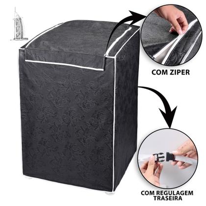 Imagem de 1 Capa De Máquina Lavar Impermeável (14 A 18kg) E 1 de Tanquinho - C/ Zíper e Ajustável PRETO