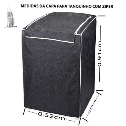 Imagem de 1 Capa De Máquina Lavar Impermeável (14 A 18kg) E 1 de Tanquinho - C/ Zíper e Ajustável PRETO
