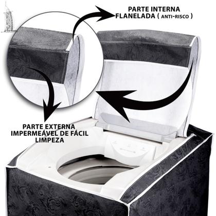 Imagem de 1 Capa De Máquina Lavar Impermeável (14 A 18kg) E 1 de Tanquinho - C/ Zíper e Ajustável PRETO