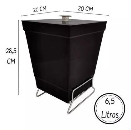 Imagem de 1 Cesto De Lixo Preto Versátil 6,5l C/ Suporte Cromado Escritório