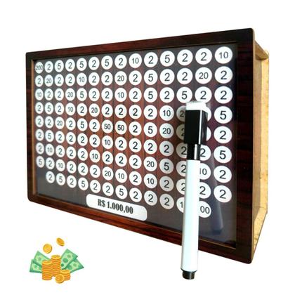 Imagem de 1 Cofre Guardar Dinheiro Woodbox Criativo Decorativo Método Japonês Prático e Rápido para Guardar 10 Mil reais - Cofre Poupança, Cofrinho.