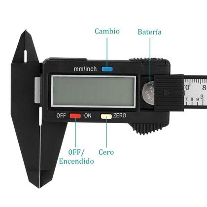 Imagem de 1 Embalagem de fibra plástica preta LCD Vernier Pinça 0-100mm,