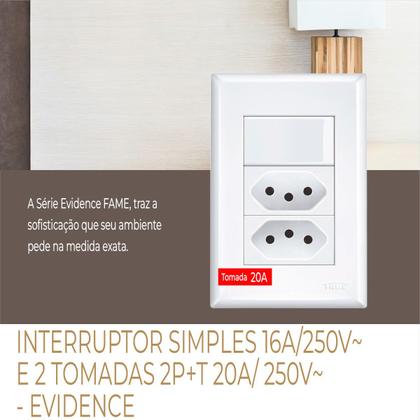 Imagem de 1 Interruptor Simples E 2 Tomada 2p+t 20a/250v Fame