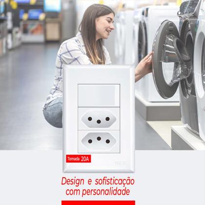Imagem de 1 Interruptor Simples E 2 Tomada 2p+t 20a De Encaixe Kit 3