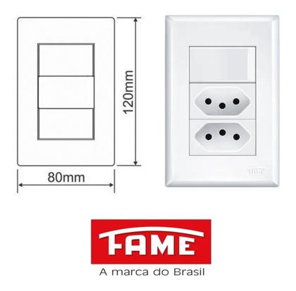 Imagem de 1 Interruptor Simples e 2 Tomada Padrão 2p+T 10a Evidence - FAME