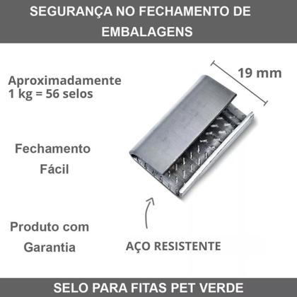Imagem de 1 kg Selo Grampo para Fita Cinta Arquear Pet Verde 13mm 16mm 19mm