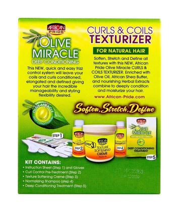 Imagem de 1 kit de texturizador African Pride Olive Miracle Curls & Coils